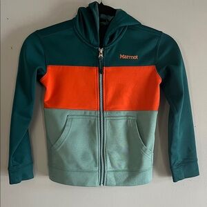 Marmot Kids' Green and Orange Zip-Up Hoodie